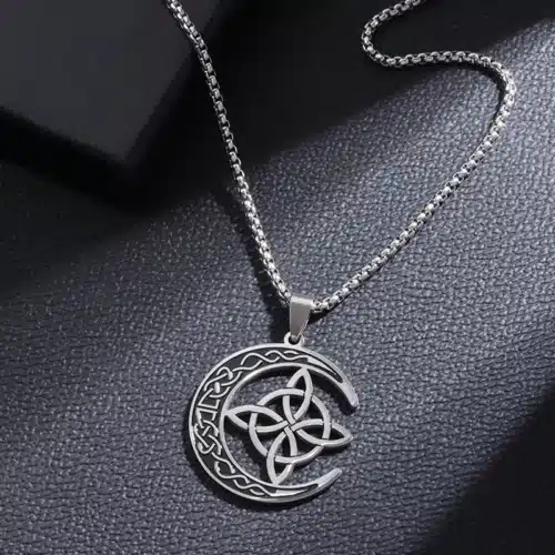 Pendentif noeud de sorcière (Wiccan) lune ref argent 04