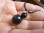 Pendentif Spinelle noir-Obsidienne oeil céleste méga protection + collier cordon