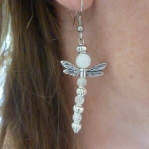 Boucles d'oreilles Libellule-pierre de lune