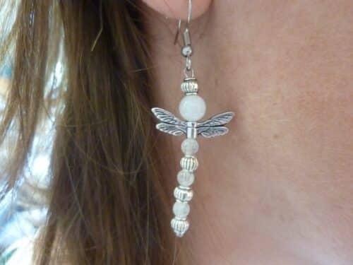 Boucles d'oreilles Libellule-pierre de lune