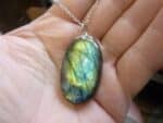 Collier pendentif Labradorite GG 1908 + chaine acier inoxydable 50 cm