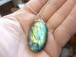 Collier pendentif Labradorite GG 1908 + chaine acier inoxydable 50 cm