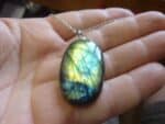 Collier pendentif Labradorite GG 1908 + chaine acier inoxydable 50 cm
