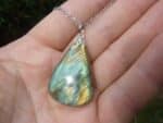Collier pendentif Labradorite GG 1308 + chaine acier inoxydable 50 cm