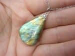 Collier pendentif Labradorite GG 1308 + chaine acier inoxydable 50 cm
