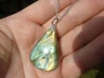 Collier pendentif Labradorite GG 1308 + chaine acier inoxydable 50 cm