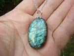 Collier pendentif Labradorite GG 1208 + chaine acier inoxydable 50 cm