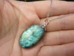 Collier pendentif Labradorite GG 1208 + chaine acier inoxydable 50 cm