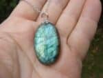 Collier pendentif Labradorite GG 1208 + chaine acier inoxydable 50 cm
