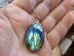 Collier pendentif Labradorite GG 2008 + chaine acier inoxydable 50 cm