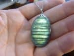 Collier pendentif Labradorite GG 3208 + chaine acier inoxydable 50 cm