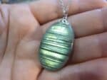 Collier pendentif Labradorite GG 3208 + chaine acier inoxydable 50 cm