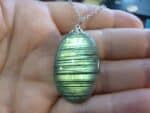 Collier pendentif Labradorite GG 3208 + chaine acier inoxydable 50 cm