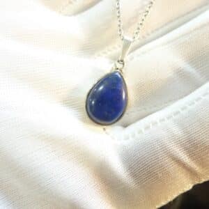 Pendentif Lapis lazuli argent 925 GG 2008 +chaine acier inoxydable 45 cm