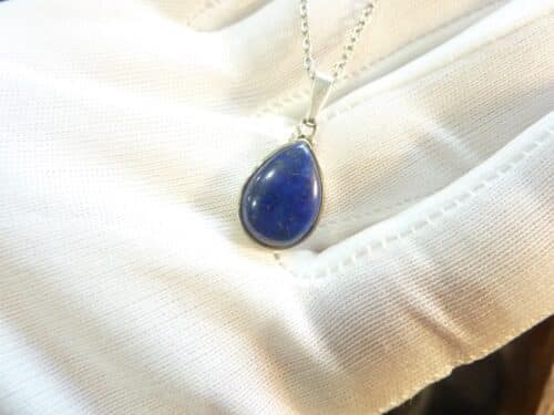 Pendentif Lapis lazuli argent 925 GG 2008 +chaine acier inoxydable 45 cm