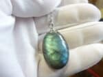 Collier pendentif Labradorite GG 2108 + chaine acier inoxydable 50 cm
