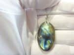 Collier pendentif Labradorite GG 3408 + chaine acier inoxydable 50 cm