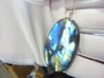 Collier pendentif Labradorite GG 3508 + chaine acier inoxydable 50 cm