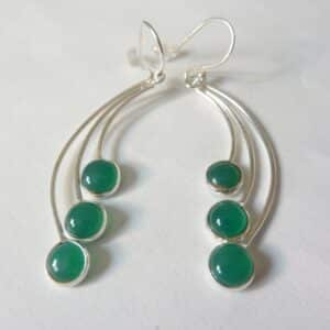 Boucles d'oreilles Aventurine verte argent 925