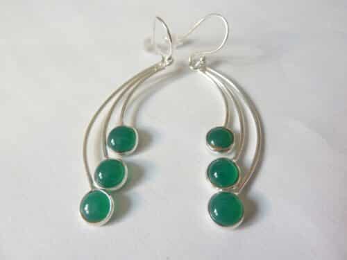 Boucles d'oreilles Aventurine verte argent 925