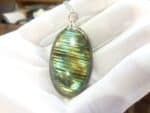 Collier pendentif Labradorite GG 3608 + chaine acier inoxydable 50 cm