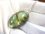 Collier pendentif Labradorite GG 3608 + chaine acier inoxydable 50 cm