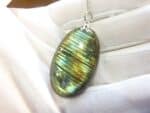 Collier pendentif Labradorite GG 3608 + chaine acier inoxydable 50 cm