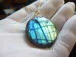 Collier pendentif Labradorite GG 6708 + chaine acier inoxydable doré 50 cm