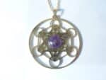 Pendentif cube de Métatron-Améthyste ref Or