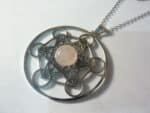 Pendentif cube de Métatron-Quartz rose ref argent