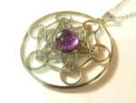 Pendentif cube de Métatron-Améthyste ref argent
