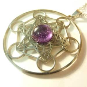 Pendentif cube de Métatron-Améthyste ref argent