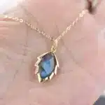 Collier pendentif Labradorite + chaine acier inoxydable 49 cm ref or