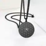 Pendentif Fleur de vie-Oeil d'Horus ref noire