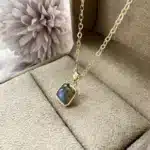 Collier pendentif Labradorite + chaine acier inoxydable 50 cm ref or