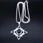 Collier pendentif noeud de sorcière (Wiccan) Spinelle noir