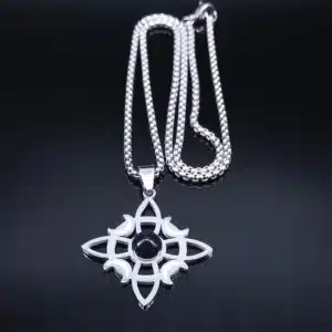 Collier pendentif noeud de sorcière (Wiccan) Spinelle noir