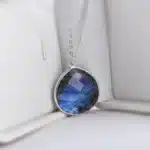 Collier pendentif Labradorite + chaine acier inoxydable 49 cm ref argent