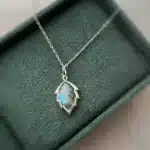 Collier pendentif Labradorite + chaine acier inoxydable 49 cm ref argent