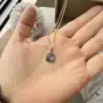Collier pendentif Labradorite + chaine acier inoxydable 50 cm ref or