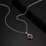 Coller pendentif Œil de Tigre acier inoxydable