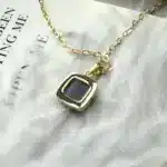 Collier pendentif Labradorite + chaine acier inoxydable 50 cm ref or