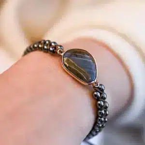 Bracelet réglable Labradorite et Hématite