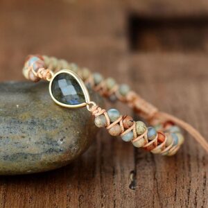 Bracelet réglable Labradorite et Jaspe
