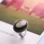 Bague réglable Obsidienne dorée argent 925