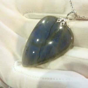 Collier pendentif Labradorite GG 7309 + chaine acier inoxydable 50 cm