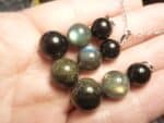 Pendentif Obsidienne dorée-Labradorite-Spinelle noir + chaine acier inoxydable 50 cm
