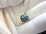 Collier pendentif Coeur Labradorite + chaine acier inoxydable 50 cm
