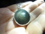 Pendentif Obsidienne oeil céleste argent 925 GG 0409 + chaine acier inoxydable 50 cm