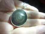 Pendentif Obsidienne oeil céleste argent 925 GG 0409 + chaine acier inoxydable 50 cm